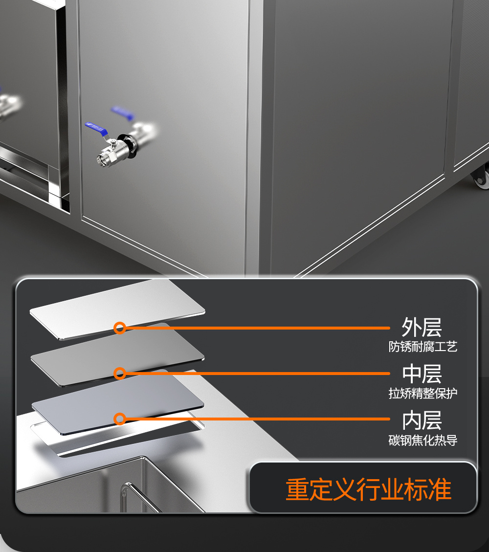 冠博仕GE72360H雙槽超聲波清洗機帶鼓風(fēng)烘干 | 360L/3600W | 高效去除油脂、鐵銹、油蠟、灰塵、切削液及氧化皮