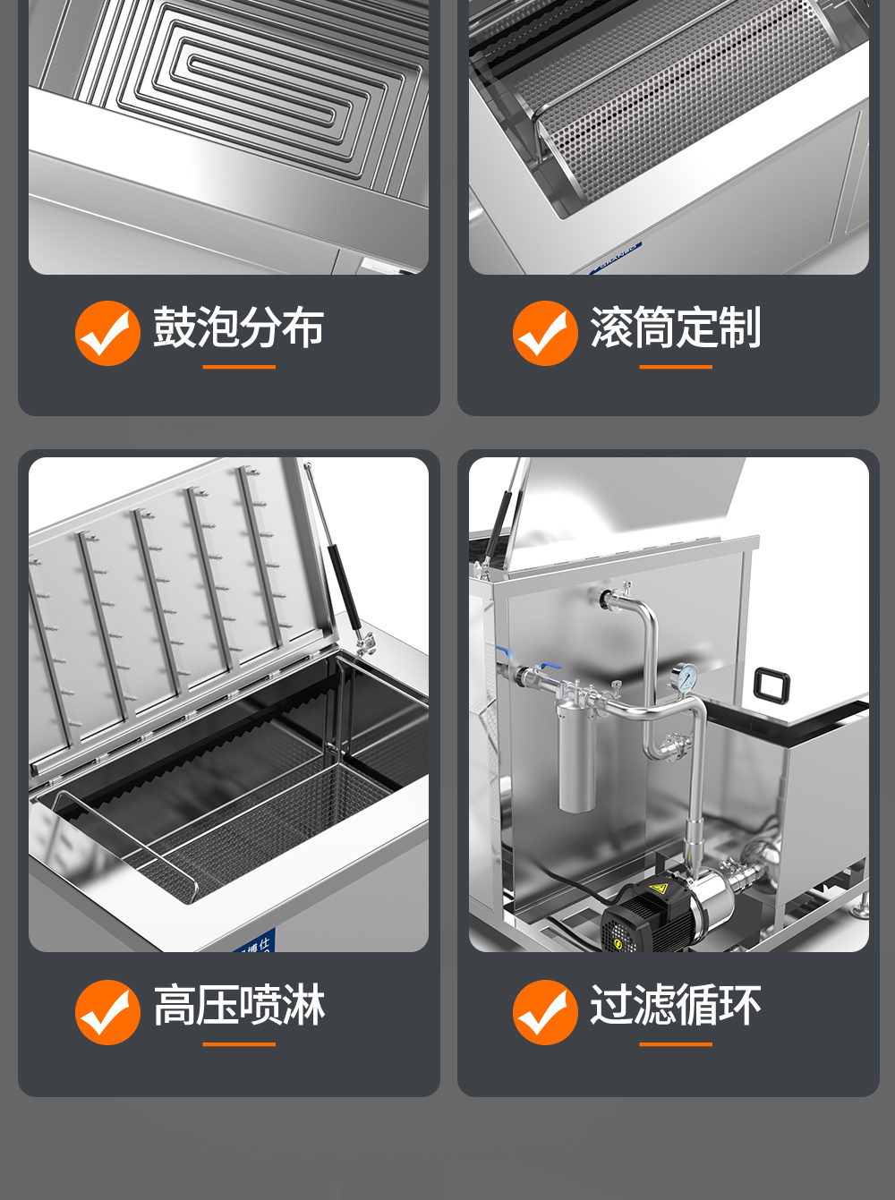 冠博仕GE72360H雙槽超聲波清洗機帶鼓風(fēng)烘干 | 360L/3600W | 高效去除油脂、鐵銹、油蠟、灰塵、切削液及氧化皮